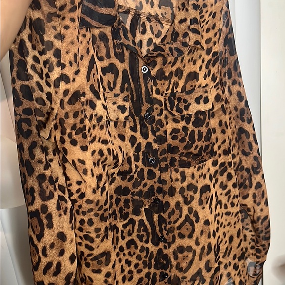 Forever 21 Black and Brown Ruffled Buttoned Blouse - Picture 10 of 14